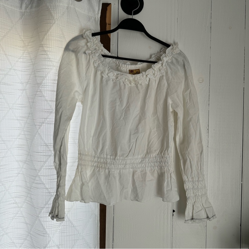 Scully White Frill Blouse Size M